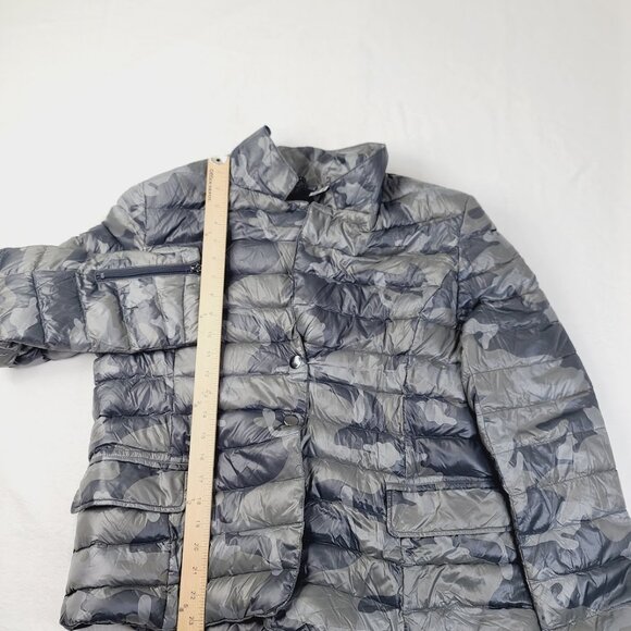 Anorak Women's Gray Black Camouflage Dual Pocket Puffer Blazer Jacket Size XL - Picture 3 of 8
